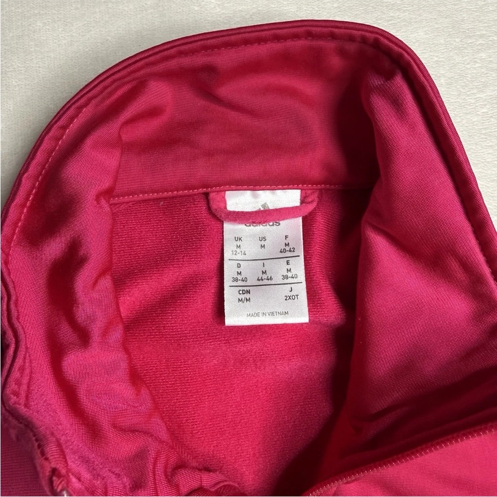 Adidas 3-Stripe Track Jacket Long Sleeve Full Zip Up Hot Pink Women Size Medium - Picture 4 of 6